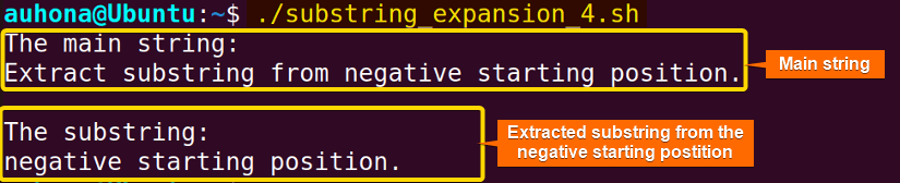 Index-based substring extraction with the negative index position.