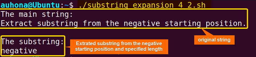 Index-based substring extraction with the negative index position and length.