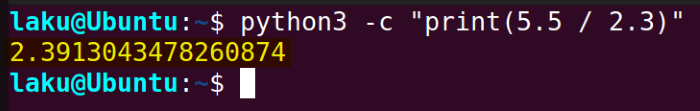 Division of float with python in Bash
