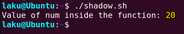 Shadowing global variable inside bash function