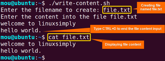  bash while loop example for writing file content