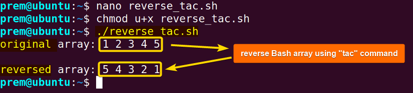 reversing elements using tac command