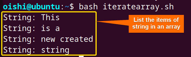 Iterate over an array in bash 