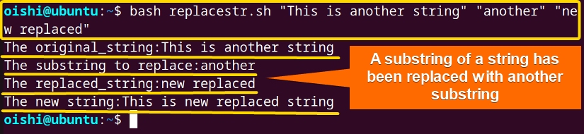 Replace a sub-string with another string in bash 