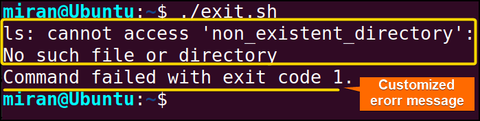 Using Exit Codes to Handle and exit from the error