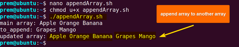 append array to another array