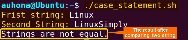 Check Bash if string equals using the "case" statement.