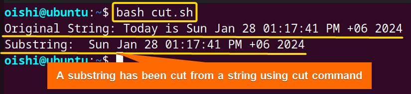Extract a specific string using cut command