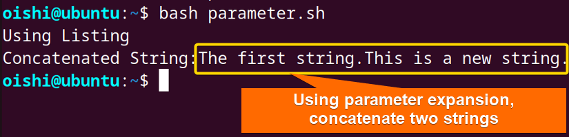 Using parameter expansion merge two string