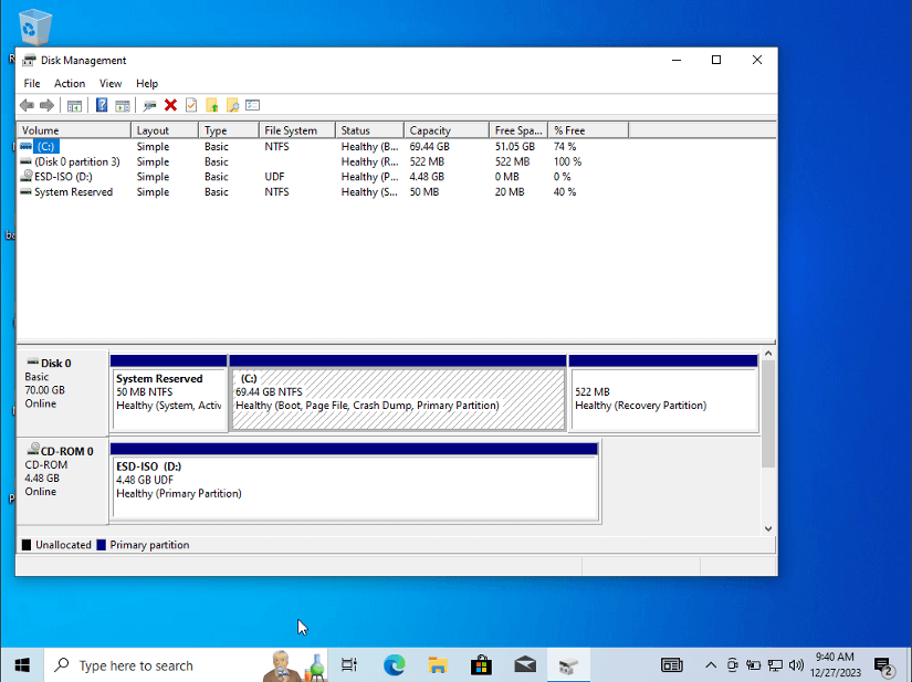 Windows disk manager