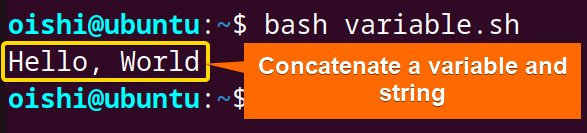 Concatenate a string and a variable