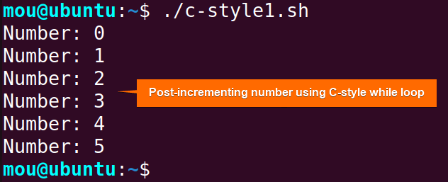 post-incrementing number using c-style while loop