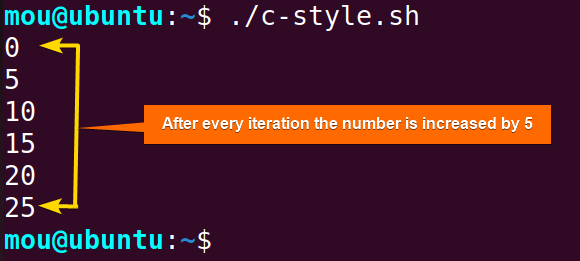 c-style while loop example in bash