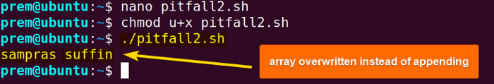 overwrite array mistakenly instead of appending to array