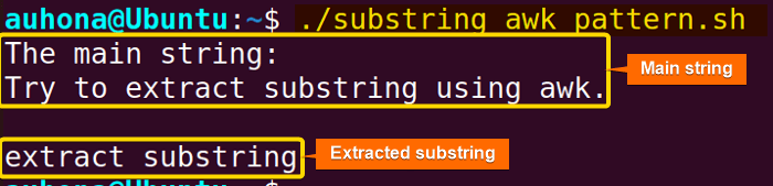 Pattern-based substring extraction using "awk" command in Bash.