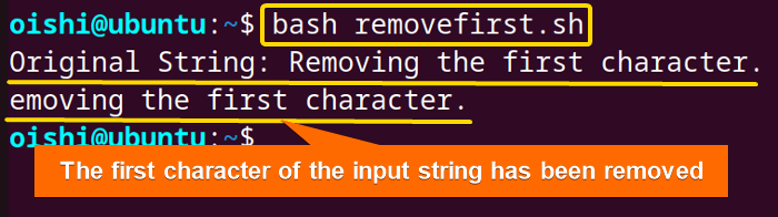 Remove the first character in a string