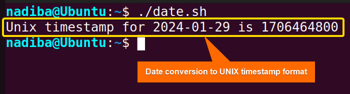 Date conversion to UNIX timestamp format