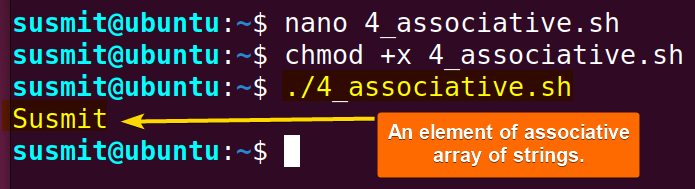 Bash script has defined an associative array.