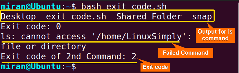 Finding Out the Exit Code of a Command