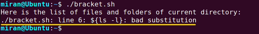 bash bad substitution for command