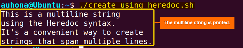 create multiline string using heredoc.