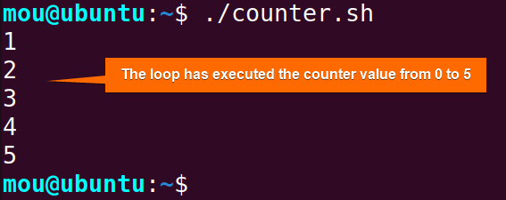 simple counter one line while loop in bash