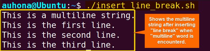 insert line break in a multiline string