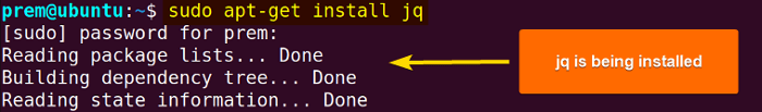 jq is being installed