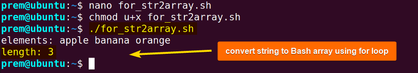 for loop splits and converts string to array