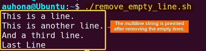 remove empty lines from multiline string