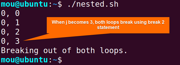 break nested while loops using break 2 statement