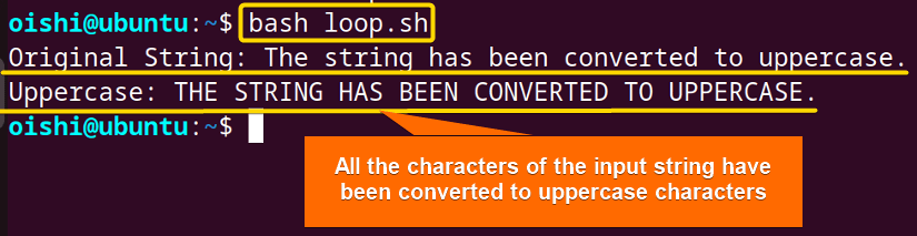 Using ASCII value the string has been converted to uppercase