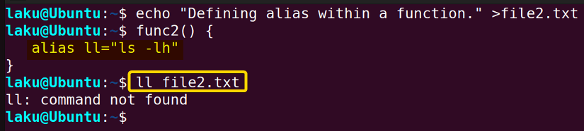 Calling alias before function execution