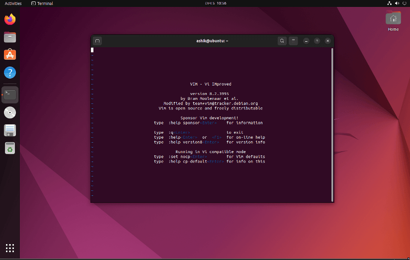Vim text editor in linux