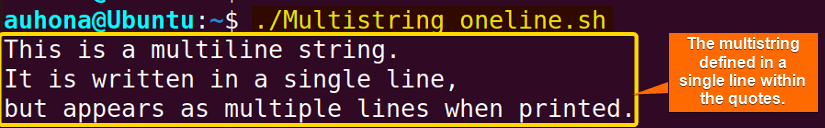 Multiline string in one line. 