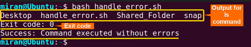 Printing and Handle Error with Exit Code