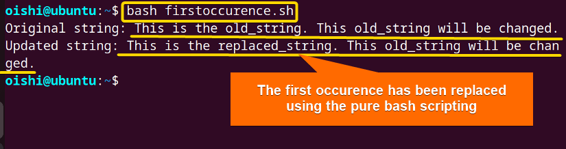 Replace the first occurrence of a string in bash using parameter expansion