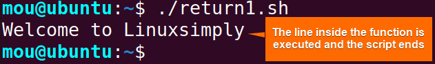 exit bash function using return command with no argument