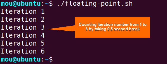 simple counter while loop with sleep command using floating point number