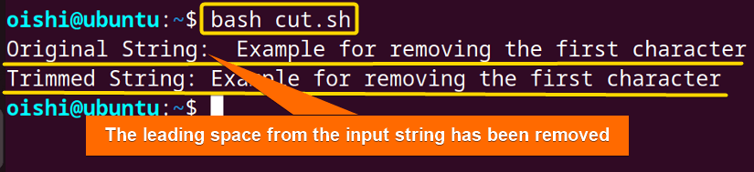 Remove the leading space using cut command