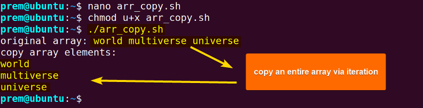 bash foreach array copy