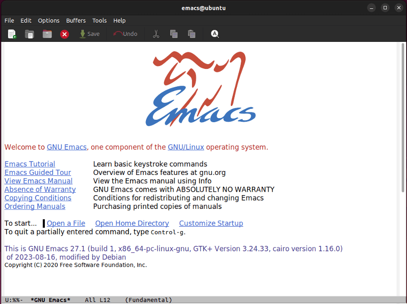 Emacs text editor in linux