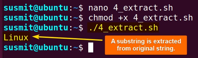 A substring is extracted from original string.