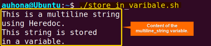 Store multiline string in a variable.