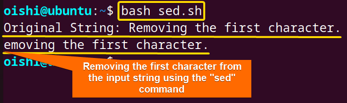 Removing the first character using sed command