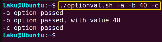 options with parameters Bash script
