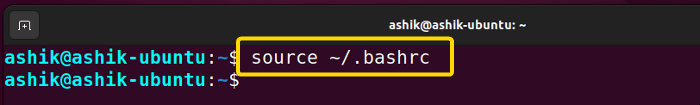 executing bashrc file