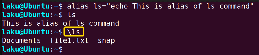 Bypassing an alias in Bash