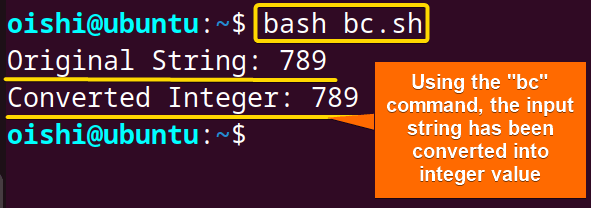 Converting the input string into integer in bash