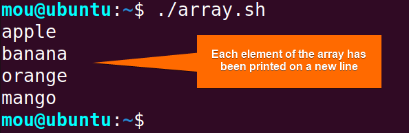 looping through array using one line while loop in bash